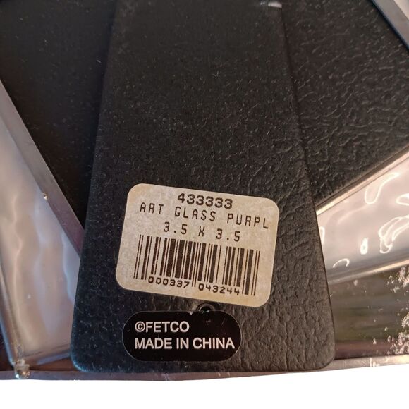 Vintage Purple Slag & Clear Stained Glass Photo Frame 5.5" Fits 3.5" Photo Fetco - Picture 4 of 9